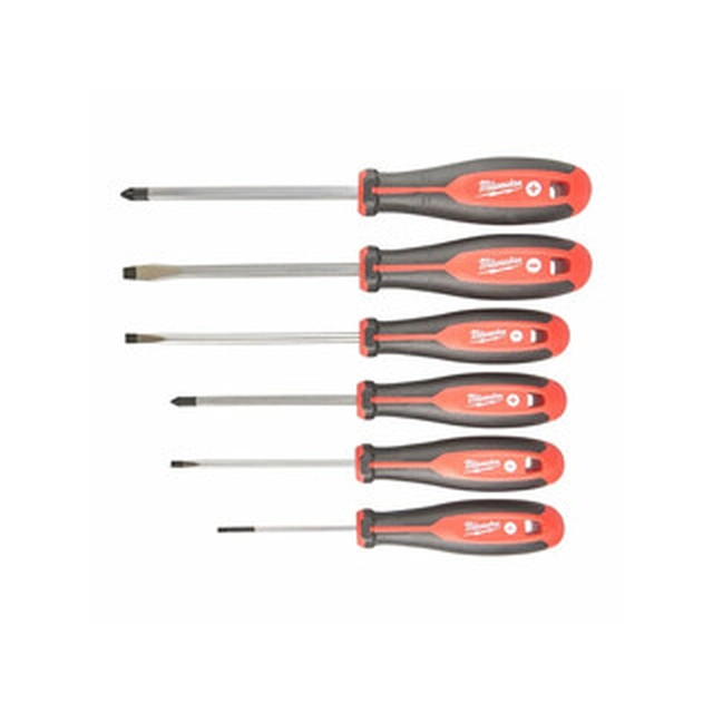 Conjunto de chave de fenda Milwaukee 6 3 com alça lateral (PZ1, PZ2, SL3, SL4, SL5.5, SL6.5)