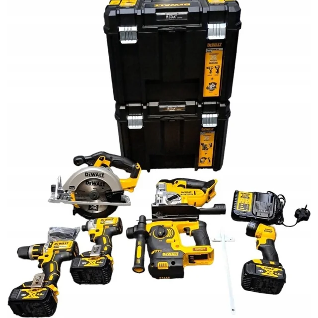 Conjunto de ferramentas elétricas Dewalt KIT COMBO (DCD795, DCH253, DCF886, DCS331, DCS391, DCL040, 3X BATERIAS DCB183, 2X CASOS TSTAK)