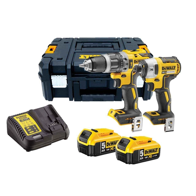 Conjunto de ferramentas sem fio Dewalt DCK266P2T (DCD796 + DCF887), 18 V, 2 x 5,0 Ah, carregador + estojo