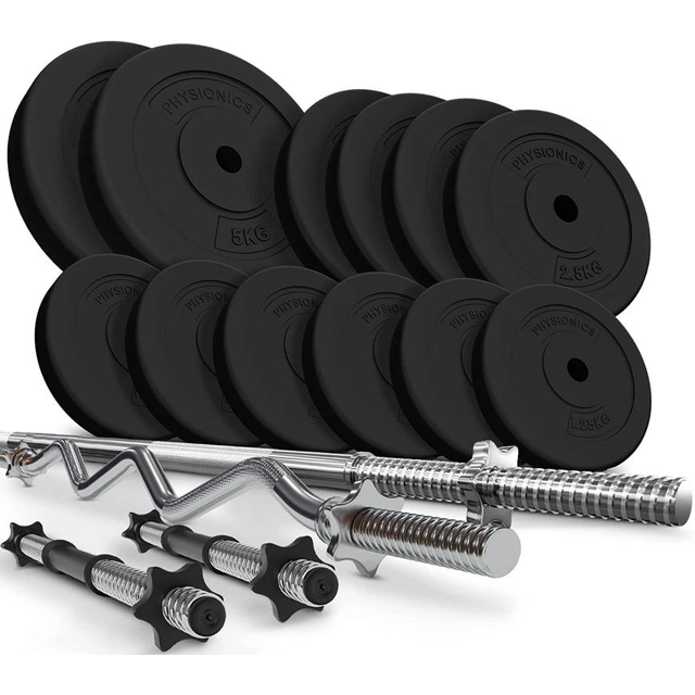 Conjunto de halteres de levantamento PHYSIONIC, 27 kg