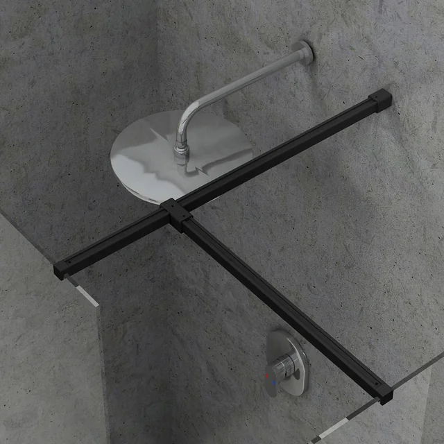 Conjunto de instalação para cabines de duche e paredes Ravak Brilliant e Walk-In, W SET, Uni Free/Wall preto