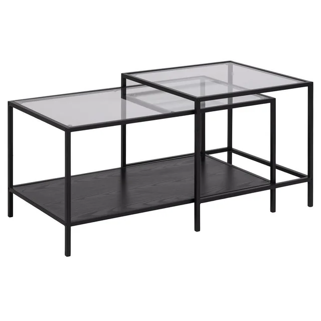 Conjunto de mesa de centro Seaford com tampo de vidro