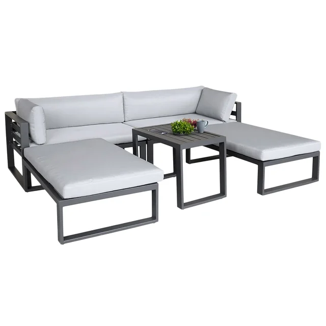 Conjunto de muebles de jardín de aluminio gris SANTO