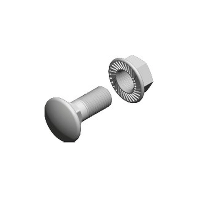 Conjunto de parafuso cabeça cogumelo + porca flangeada serrilhada SGKFM10x30, para estruturas fotovoltaicas Embalagem 100 peças.