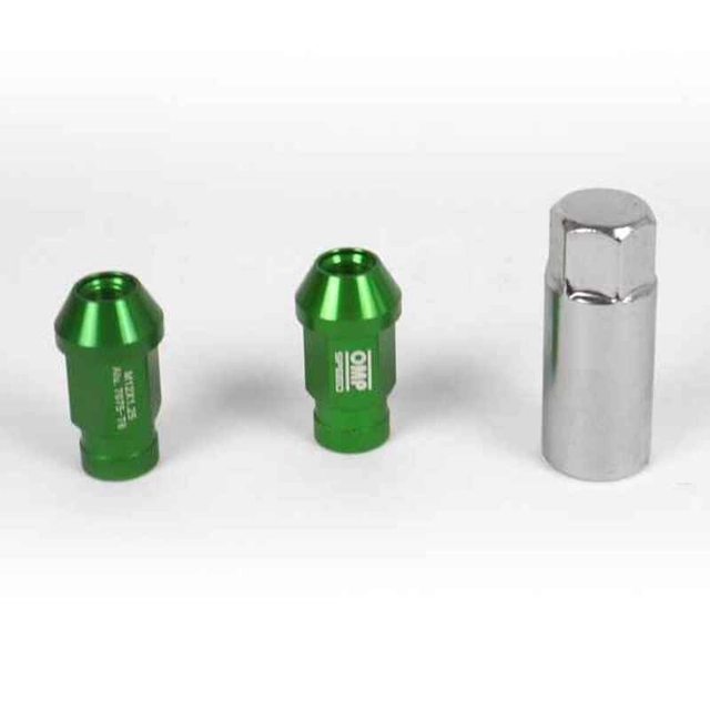 Conjunto de porcas OMP 7075 40 mm M12 x 1,50 20 uds Cor Verde