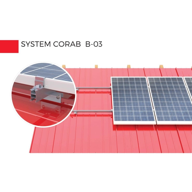 Conjunto de suportes para módulo de energia solar CORAB para telhado inclinado, estanho clássico B-037
