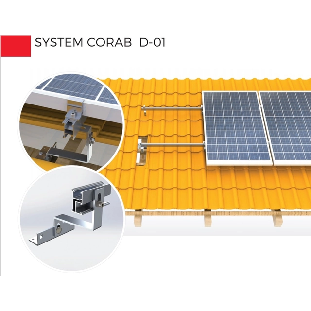 Conjunto de suportes para módulo de energia solar CORAB para telhado inclinado, telhas D-017