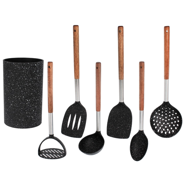 CONJUNTO de utensílios de cozinha 7el. + suporte de náilon