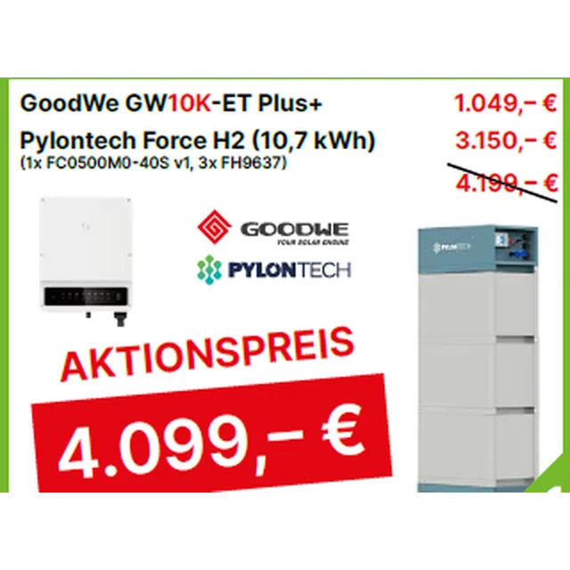 Conjunto GoodWe10K-ET Plus+ y Pylontech Force H2 (10,7 kWh) (1x FC0500M0-40S v1, 3x Pylontech FH9637)