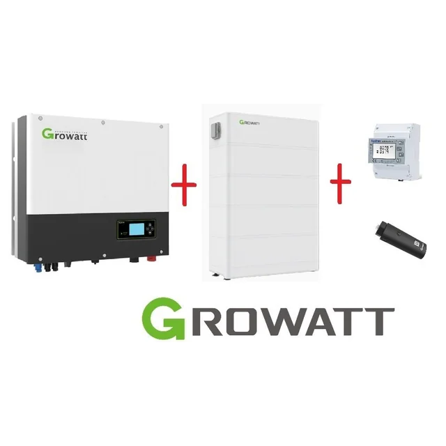 Conjunto híbrido GROWATT: SPH 5000TL3 3-faz+Bateria ARK 10kWh+podstawa+kontroler APX ​​​​60050+Smart Medidor 3-faz+WiFi-X