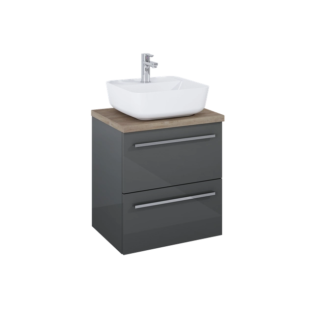 Conjunto KWADRO PLUS 50 2S Mueble lavabo Antracita+encimera+lavabo sobre encimera Elita