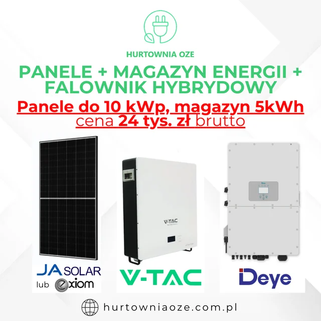 Conjunto Paneles 10KW + Inversor Deye 10KW + Almacenamiento de Energía V-tac 5kWh