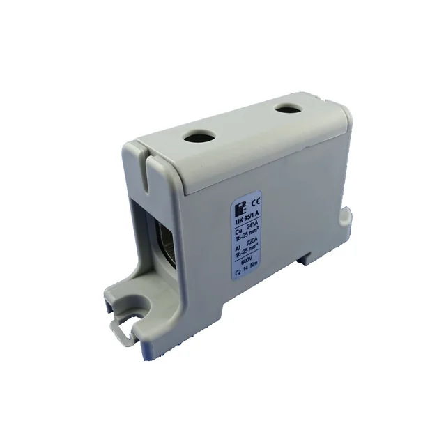 Connection terminal clamp 1 pole gray Cu-Al 2x95mm²​​​​​​​ mounting on DIN rail 35mm 220A (Al) 245A ( Cu)