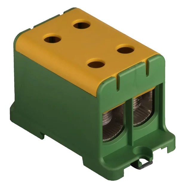 Connection terminal clamp 1 pole green yellow Cu-Al 4x150mm²​​​​​​​ mounting on DIN rail 35mm 290A (Al) 320A ( Cu)