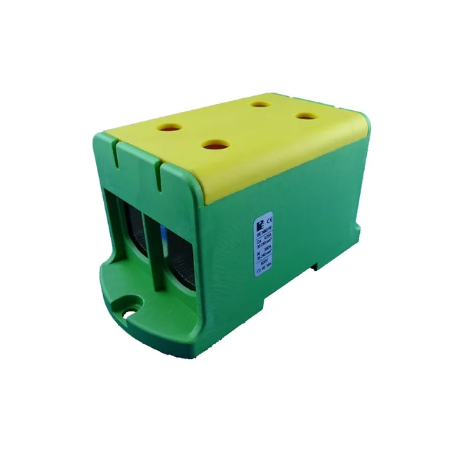 Connection terminal clamp 1 pole green yellow Cu-Al 4x240mm²​​​​​​​ mounting on DIN rail 35mm 380A (Al) 425A ( Cu)