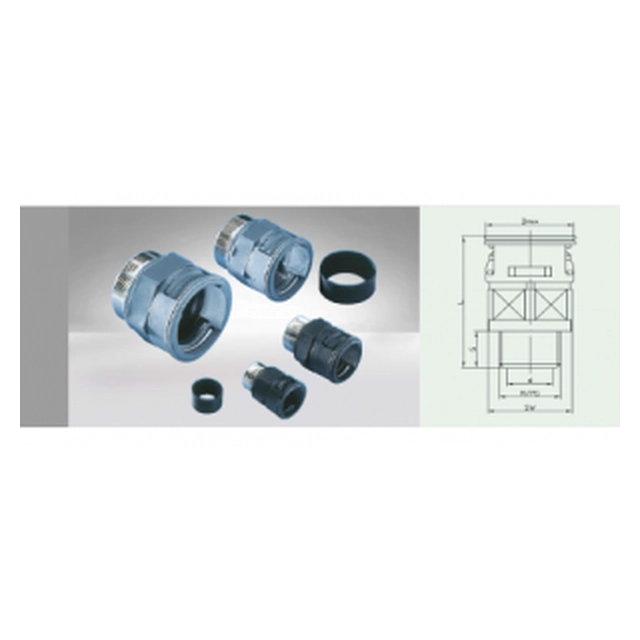 Connector straight with external metal. thread and integrated gland + seal.IP67, NW 12, gray, M16x1.5