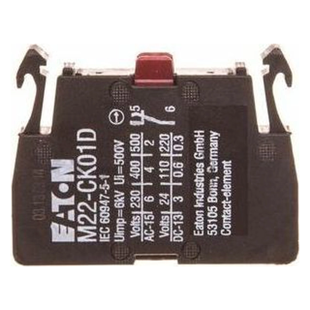 Contact auxiliaire Eaton 1R montage sur panneau arrière M22-CK01D (262510)