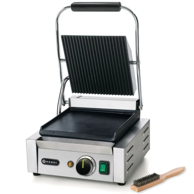 Contact contactgrill gegroefde bovenzijde gladde onderzijde 1800W - Hendi 263600