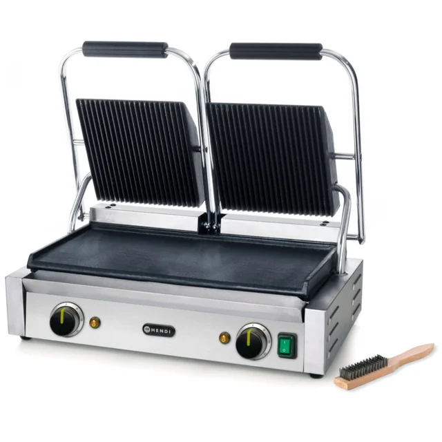 Contact contactgrill gegroefde bovenzijde gladde onderzijde 3600W - Hendi 263808