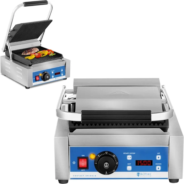 Contact elektrische contactgrill met LED-display gietijzeren platen 1800W