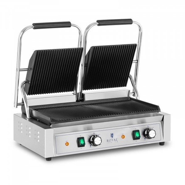 Contact grill - 3600 W - grooved ROYAL CATERING 10011989 RCPKG-3600-R