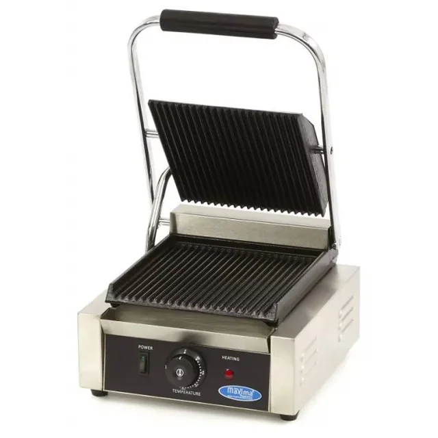 Contact grill, grooved, single grill plate 22cm 1800W Maxima 09300430