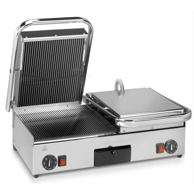 Contact grill panini | ceramic toaster | double | grooved top and bottom | 3 kW | 640x480x210 | RQ17062
