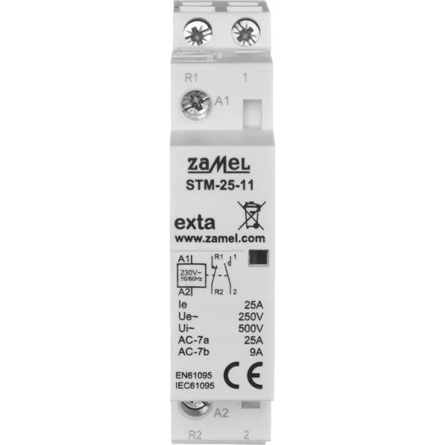 Contacteur d'installation modulaire Zamel 25A 1Z+1R 230V Type AC : STM-25-11 EXT10000290