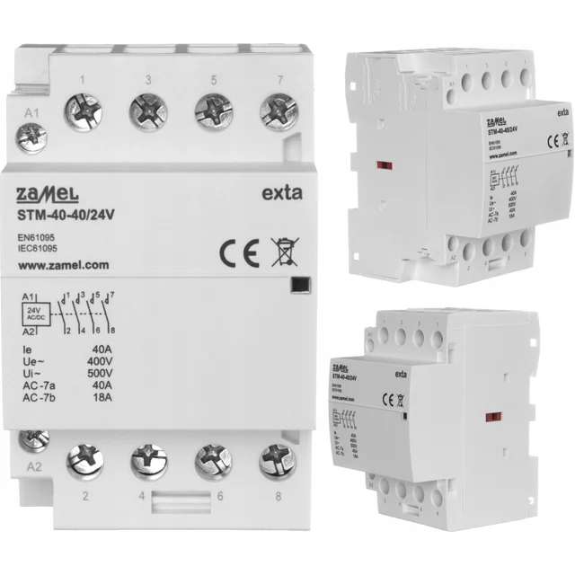 Contacteur d'installation modulaire Zamel 40A 4Z 24V AC/DC+F13 type : STM-40-40/24V EXT10000297