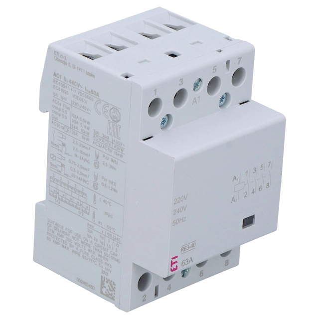 Contacteur modulaire 63A 4 établir des contacts (3 modules 4-biegunowy) R 63-40 230V