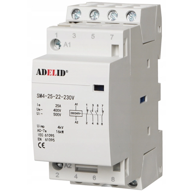 Contactor 25A 2x NO en 2x NC bijv. voor het schakelen van een reeks on-grid/off-grid panelen