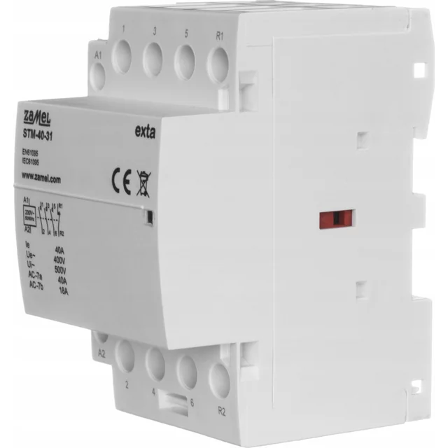 Contactor de instalación modular Zamel 40A 3xZ+1R 230V Tipo CA: STM-40-31 EXT10000298