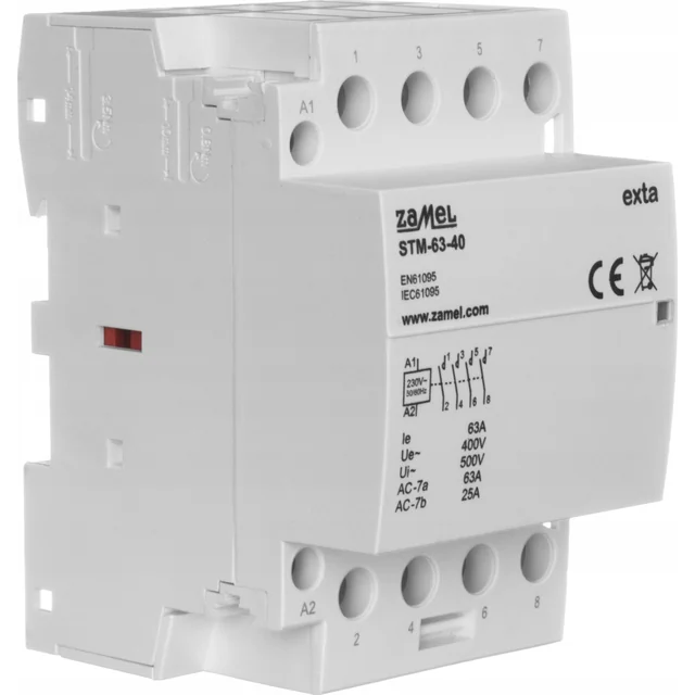 Contactor de instalación modular Zamel 63A 4xZ 244V Tipo AC/DC: STM-63-40/24V EXT10000300