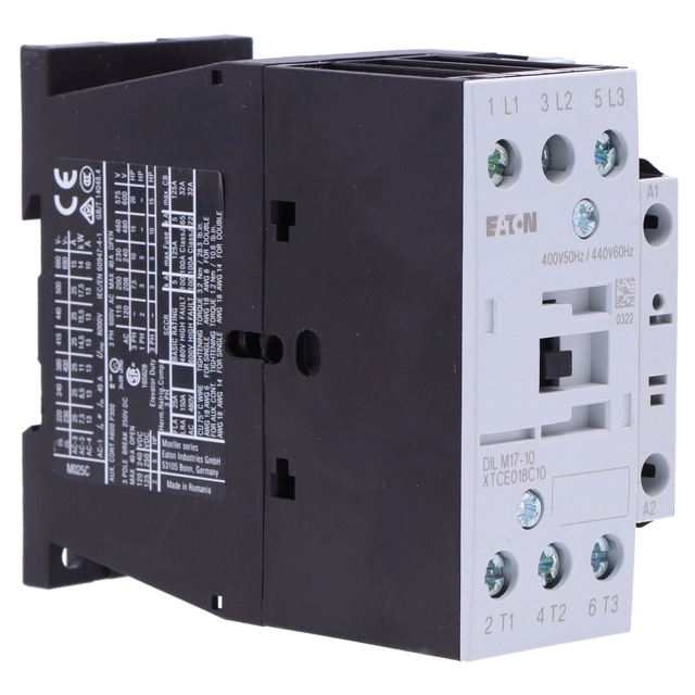 Contactor de putere I=17A [AC-3] 1Z 0R DILM17-10(400V50HZ,440V60HZ)