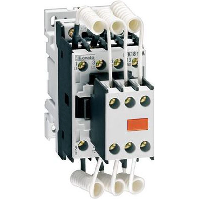 Contator elétrico Lovato para bancos de capacitores 3P 12,5kvar 1Z 0R 230V AC (BFK1210A230)