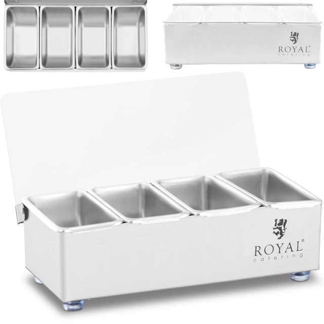 Contenitore organizer per barista per additivi per bevande con coperchio 4 X 0.4 l