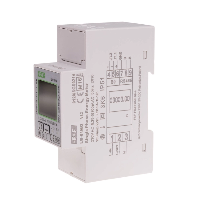 Contor monofazat de consum de energie activă și reactivă, modbus rtu,100(5)a, mijlocul LE-01MQ