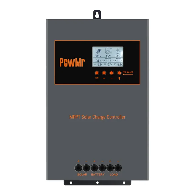 Controlador de carga solar PowMr MPPT 100A 12/24/36/48V LCD+USB para todas las baterías