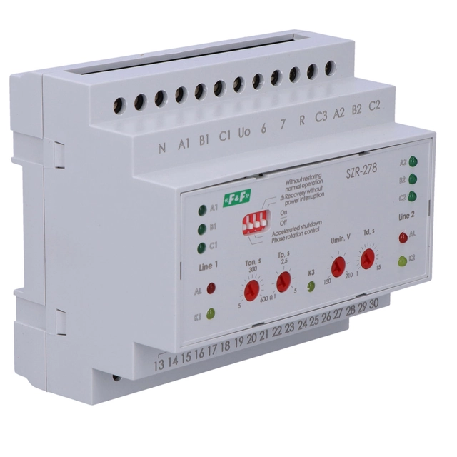 Controlador de conmutación de reserva, red 3 y 4-przewodowa, 24÷230V C.A,