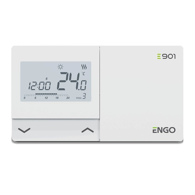 Controlador de temperatura com fio ENGO E901 bateria programável semanalmente saliente branca