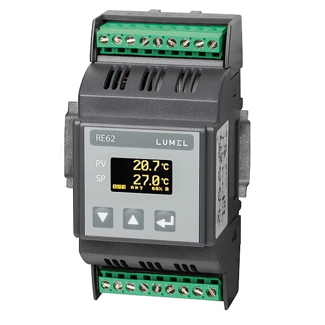 Controlador Lumel RE62 21100E0, RTD, TC, -100...1370°C, AI, 2 relé, saída 0/4...20 mA, RS 485, 24 V, 110 V, 230 V