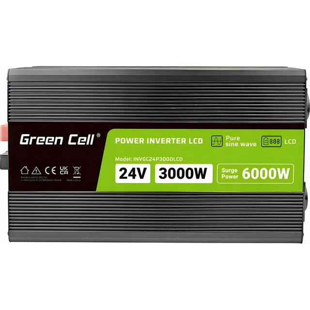 Convertor Green Cell CONVERTOR LCD GREEN CELL 24V/230V 3000W/6000W PURE SINE INVGC24P3000LCD