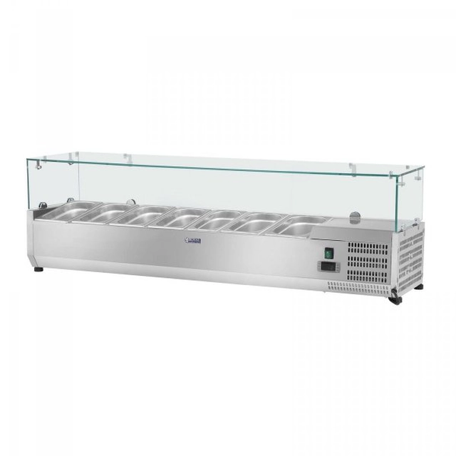 Cooling extension - 150 x 33 cm - 7 x GN 1/4 - ROYAL CATERING glass cover 10010933 RCKV-150/33-7