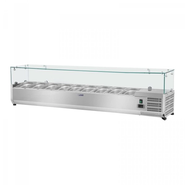 Cooling extension - 9 x GN 1/3 - 200 x 39 cm - glass cover ROYAL CATERING 10010942 RCKV-200/39-G9