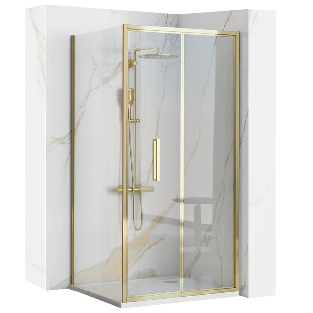 Corner Shower Cabin Rapid Fold Gold Gold