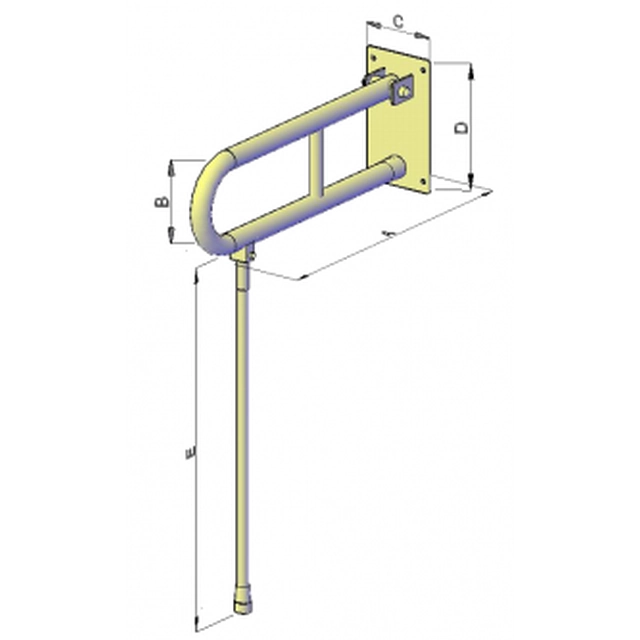 Corrimano Corrado, pieghevole con gamba, 600 mm, acciaio inox