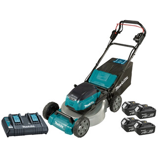 Cortacésped autopropulsado a batería Makita DLM465PG4 2 x 18 V | 460 mm | 2,5 - 5 km/h | 1900 m² | Carbón sin escobillas | 4 x 6 Ah batería + cargador