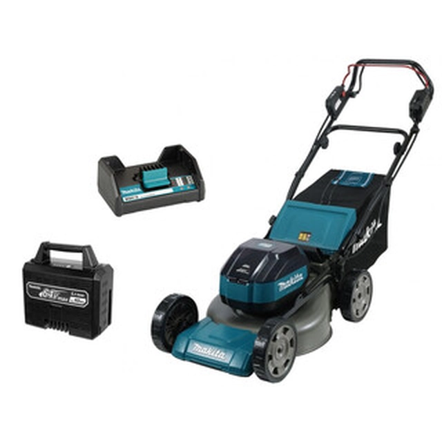 Cortacésped autopropulsado a batería Makita LM003JB101 64 V | 480 mm | 1,5 - 6,5 km/h | 2700 - 3700 m² | Carbón sin escobillas | Batería 1 x 10 Ah + arrancador