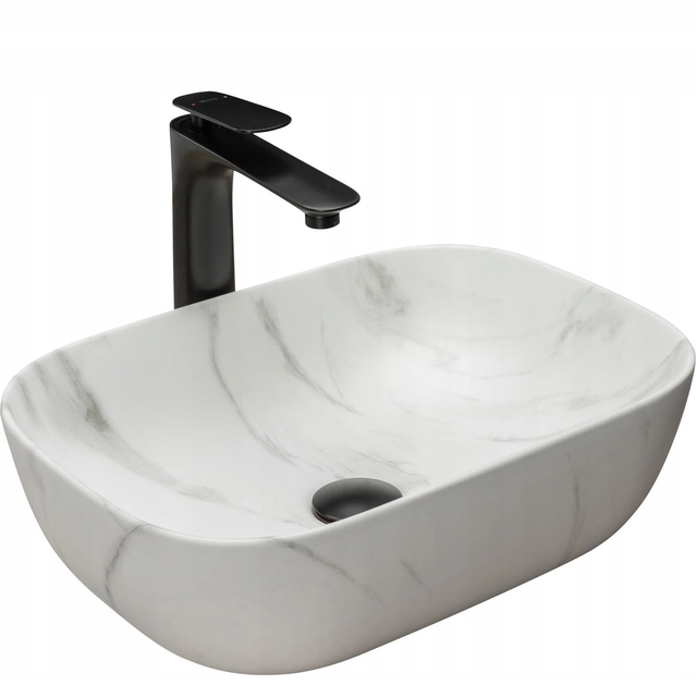 Countertop washbasin Rea Belinda Marble Marble Mat