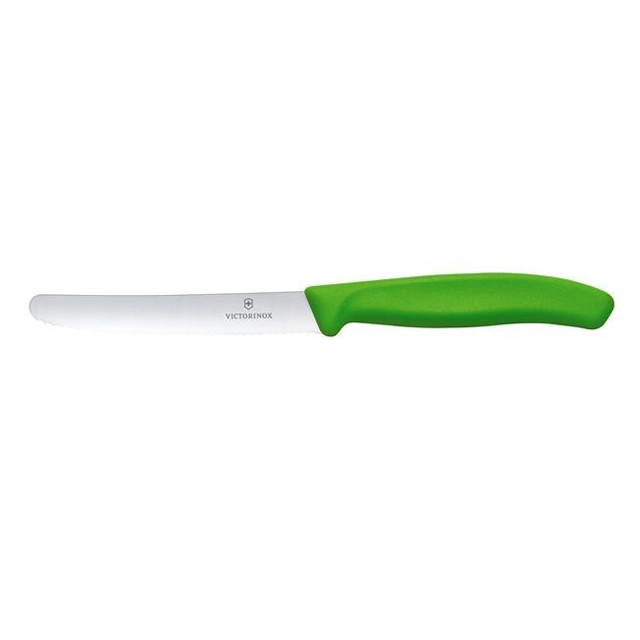 Couteau à tomates Victorinox Swiss Classic, arrondi, pointe dentelée, 11 cm vert